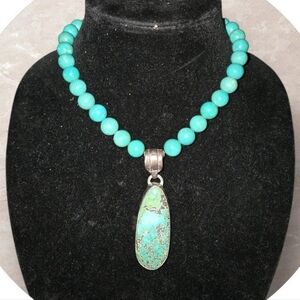 Vintage 925 Sterling Silver SAVILLE Turquoise Stone Necklace